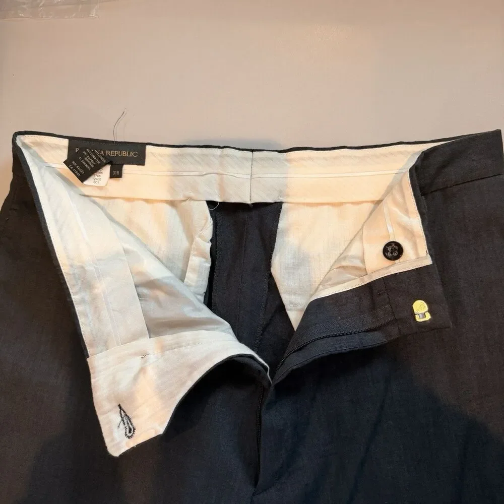 Banana Republic 31R Mens Gray Linen Dress Pants Old Money Preppy Business Casual